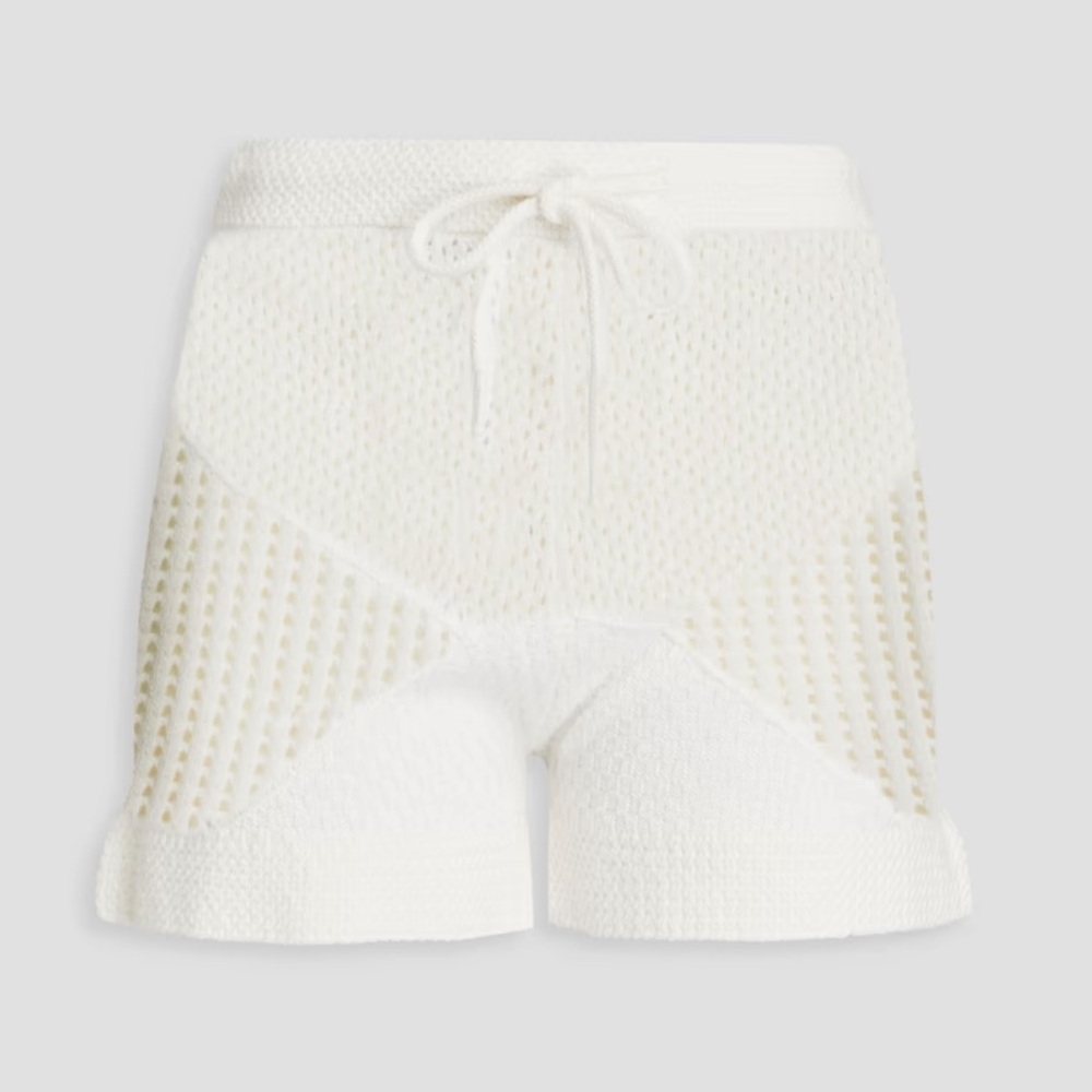 ZIMMERMANN Women’s Size 2/ US 8 White Raie Mesh Crochet-Knit Cotton Shorts - Picture 13 of 15